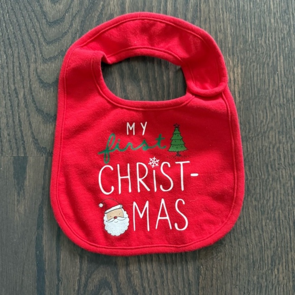Red 'My First Christmas' Baby Bib 100% cotton Carter’s one size
